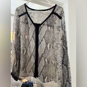 DVF snakeskin pattern silk blouse.